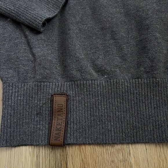 Naketano Men's Knit Pullover Sweater Striped Crew Neck Logo Cotton Size Medium - Picture 2 of 11